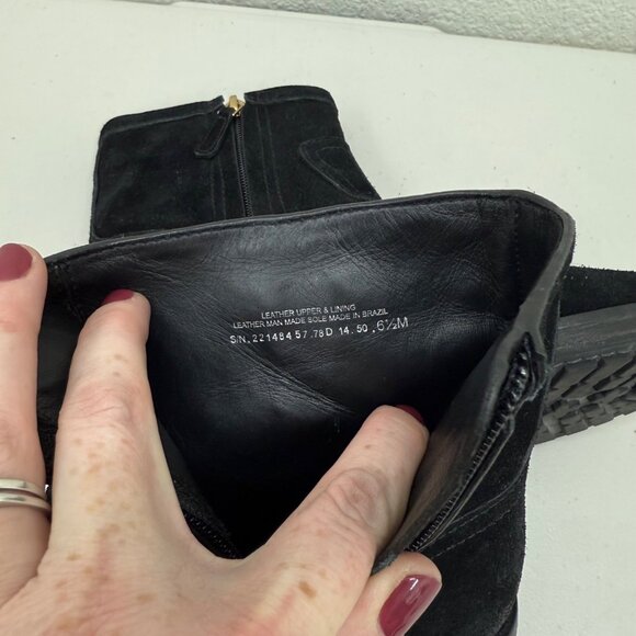 Tory Burch Eloise Black Suede Leather Side Zip Ankle Booties Shoes Womens 6.5 M - Picture 5 of 10